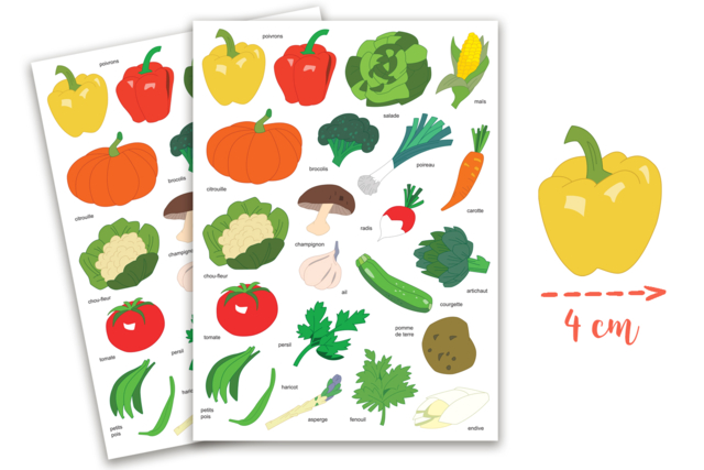 Vegetable Stickers - 42 pcs - 1 - Flower, Fruit, and Vegetable Stickers - 10doigts.com - Gommettes Fleurs, Fruits et Légumes - 10doigts.fr