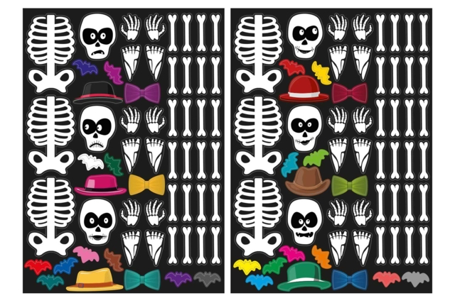 Gomets esqueletos de colores - Gommettes Halloween - 10doigts.fr