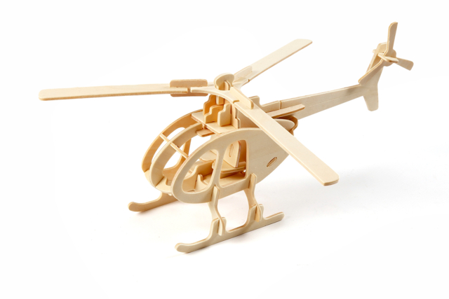 Maqueta 3D helicóptero en madera natural a montar - Maquettes en bois - 10doigts.fr