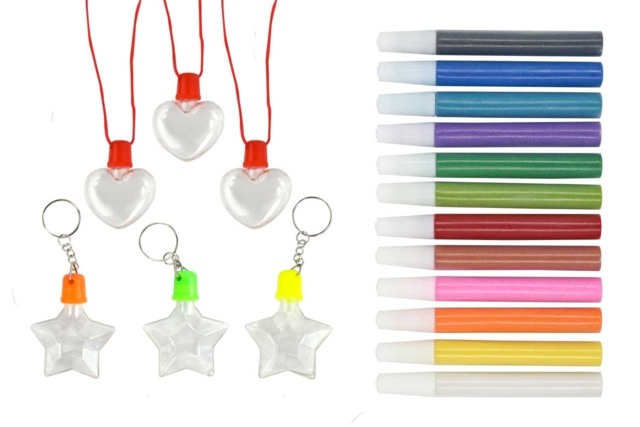 DIY Jewelry Kit with Colored Sand - 6 Jewelry Pieces + 12 Sand Tubes - 1 - Keychains - 10doigts.com - Porte-clés - 10doigts.fr