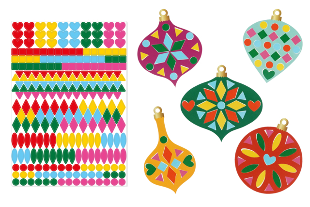 Kit bolas de Navidad para decorar + gomets  - Kits créatifs de Noël pour les enfants - 10doigts.fr