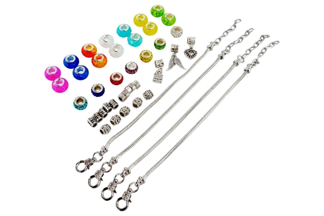 Kit de pulseras con charms - 4 pulseras + 39 abalorios - Perles Pandora - Tendances Bijoux - 10doigts.fr
