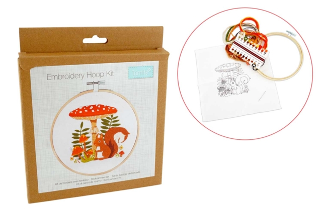 Kit de bordado con aro de madera: Ardilla - Tambours et toiles à broder - 10doigts.fr
