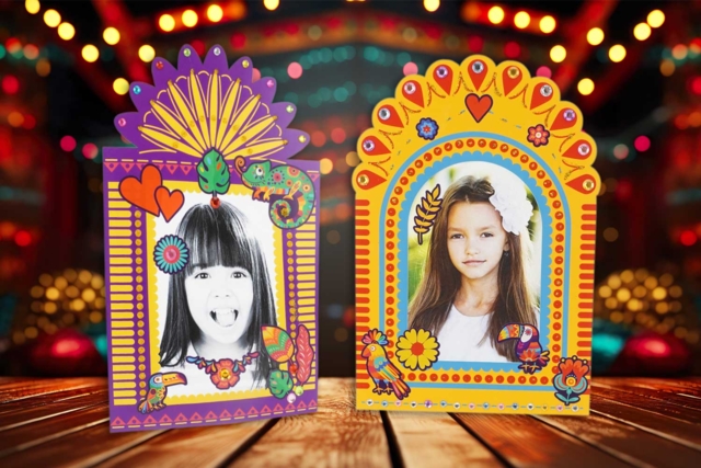 Fiesta Frames Kit + Accessories - 4 Frames - 1 - Creative Sticker Kits - 10doigts.com - Kits créatifs avec gommettes : le plein d’idées pour les petits artistes - 10doigts.fr