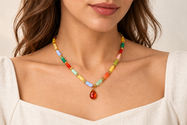 Marbled Necklace Kit Mother's Day Gift - Colliers et chaines - 10doigts.fr