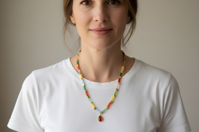 Marbled Necklace Kit - 2 - Necklaces and Chains - 10doigts.com - Colliers et chaines - 10doigts.fr