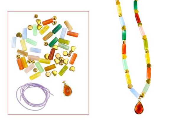 Marbled Necklace Kit - 1 - Necklaces and Chains - 10doigts.com - Colliers et chaines - 10doigts.fr