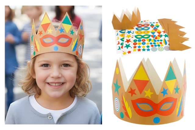 Kit coronas de carnaval + gomets - 4 unidades - Kits créatifs Carnaval - Activités manuelles et de bricolage pour Carnaval - 10doigts.fr