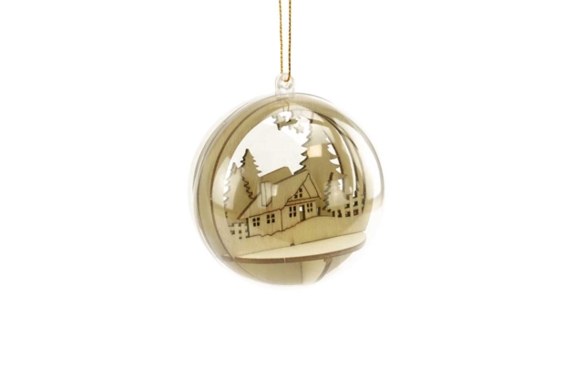Creative Kit of 10 Transparent Christmas Baubles with Wooden Scene to Assemble and Decorate - Boules de Noël DIY - 10doigts.fr