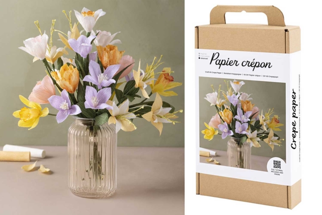 Kit de flores de papel crepé - Ramo Pastel - Fleurs en papier crépon : créez des bouquets éternels - 10doigts.fr