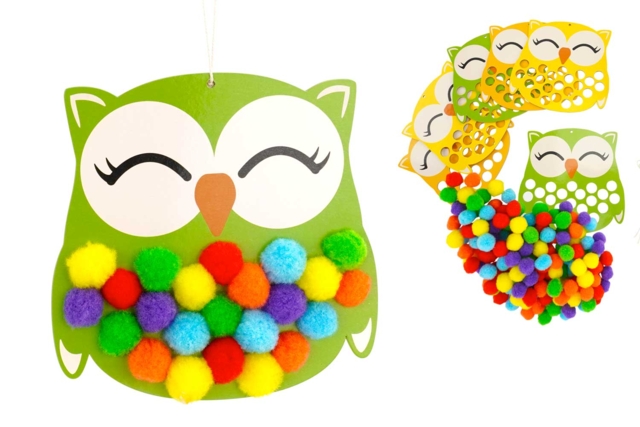 Kit búhos de pomponer - 6 unidades - Kits créatifs Automne - 10doigts.fr
