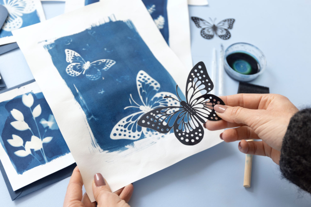 Kit impressions Cyanotype - Le cyanotype : s'initier à la magie de la photographie solaire - 10doigts.fr