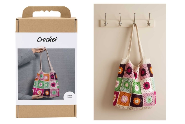 Kit bolso de ganchillo en cuadrados Granny  - Kits Mercerie - 10doigts.fr