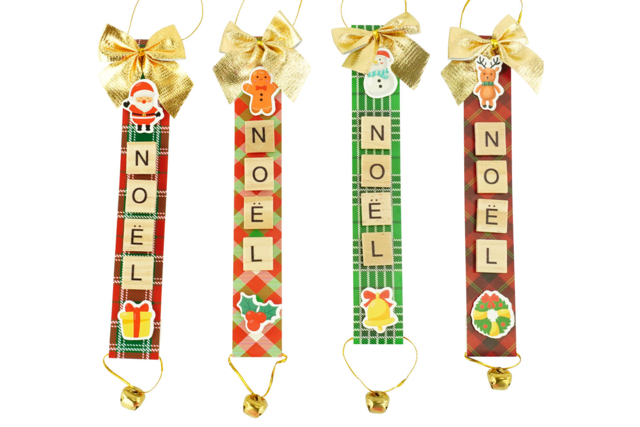 Christmas Hanging Decorations Kit with Wooden Letters - 4 pcs - 3 - Christmas Creative Kits for Children - 10doigts.com - Kits créatifs de Noël pour les enfants - 10doigts.fr