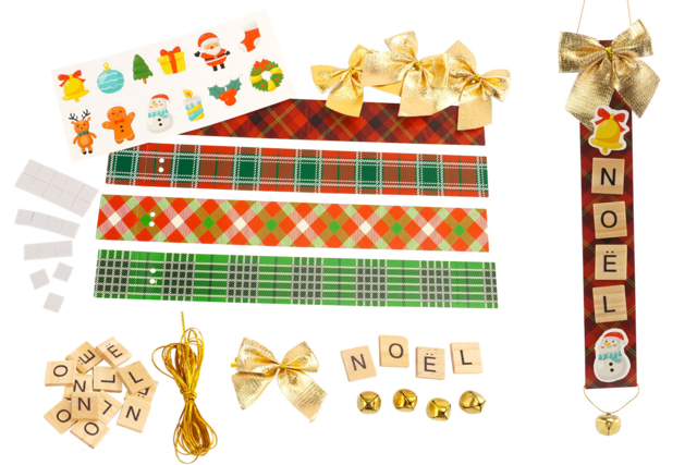 Christmas Hanging Decorations Kit with Wooden Letters - 4 pcs - 4 - Christmas Creative Kits for Children - 10doigts.com - Kits créatifs de Noël pour les enfants - 10doigts.fr