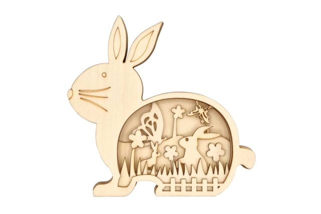 conejo Escena de Pascua de madera para superponer - Supports de Pâques à décorer - 10doigts.fr