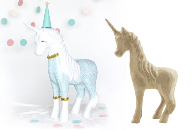 Paper Mache Unicorn - 4 - Cardboard Animals - 10doigts.com - Animaux en carton - 10doigts.fr