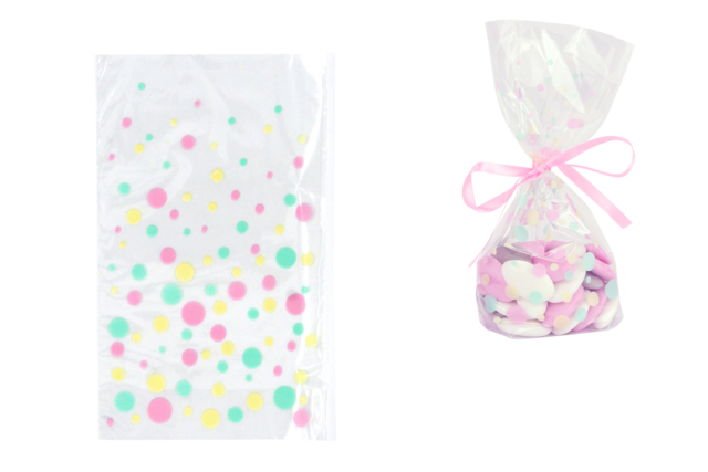 Lote de 10 bolsas de cristal con lunares - 11,5 x 19 cm - Papiers cadeaux et sacs - 10doigts.fr