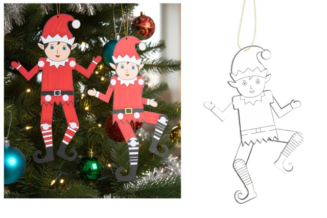 Articulated Elf Suspension Kit - 6 Pieces - 6 - Christmas Creative Kits for Children - 10doigts.com - Kits créatifs de Noël pour les enfants - 10doigts.fr
