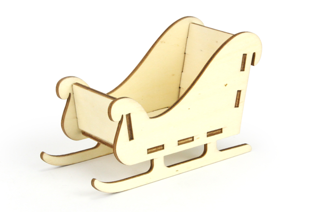 Wooden Sleigh to Assemble - 13 cm - 1 - Christmas Wooden Objects - 10doigts.com - Objets en bois Noël - 10doigts.fr