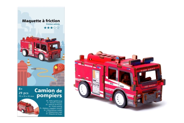 Maqueta vehículo a fricción - Bombero - Maquettes en bois - 10doigts.fr