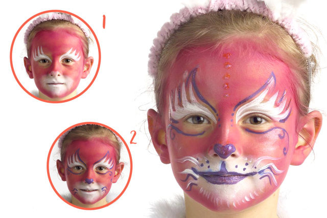 maquillaje gato rosa - Maquillage créatif pour enfants - 10doigts.fr