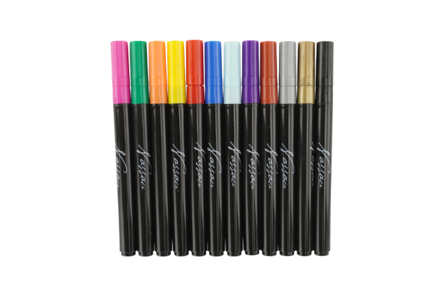 rotuladores pintura vidrio porcelana set de 12 - Feutres porcelaine et verre : créez votre vaisselle personnalisée - 10doigts.fr