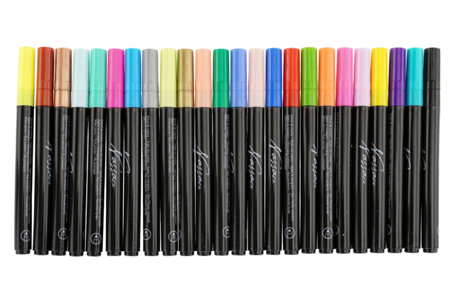 rotuladores pintura vidrio porcelana set de 24 - Feutres porcelaine et verre : créez votre vaisselle personnalisée - 10doigts.fr