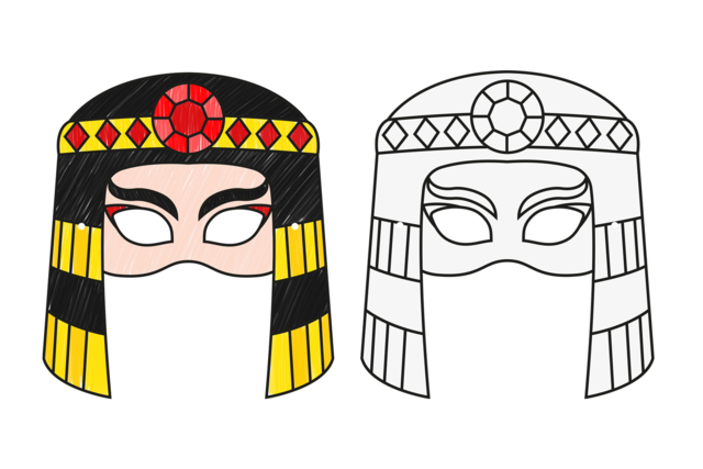 Egyptian Coloring Masks - 4 Pieces - 4 - Coloring Masks - 10doigts.com - Masques à colorier - 10doigts.fr