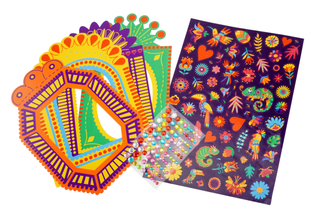 Fiesta Frames Kit + Accessories - 4 Frames - 2 - Creative Sticker Kits - 10doigts.com - Kits créatifs avec gommettes : le plein d’idées pour les petits artistes - 10doigts.fr