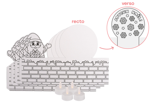 Christmas Chimneys to Color + Candles - 4 Pieces - 4 - Christmas Lanterns - 10doigts.com - Photophores Noël - 10doigts.fr