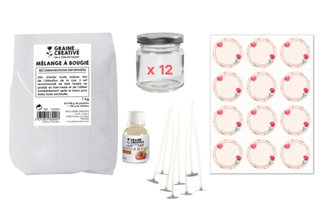 material Kit de velas de fresa - 12 velas - Livres et Kits Bougies - 10doigts.fr