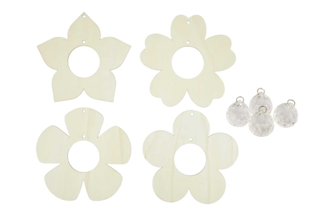 Wooden Sun Catcher Flower Kit - 4 Pieces - 5 - Wooden Decorative Suspensions - 10doigts.com - Suspensions décoratives en bois - 10doigts.fr