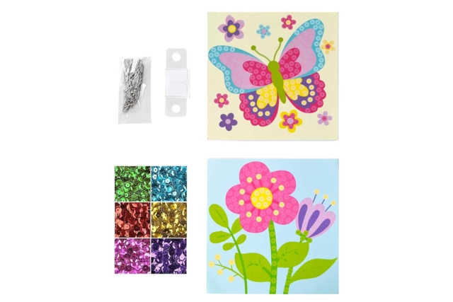 Cuadros lentejuelas flor y mariposa  - Kits clés en main - 10doigts.fr