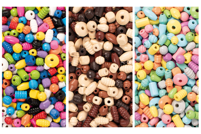 Maxi lote de 750 cuentas de madera - colores vivos, pastel y madera - Perles Bois - 10doigts.fr