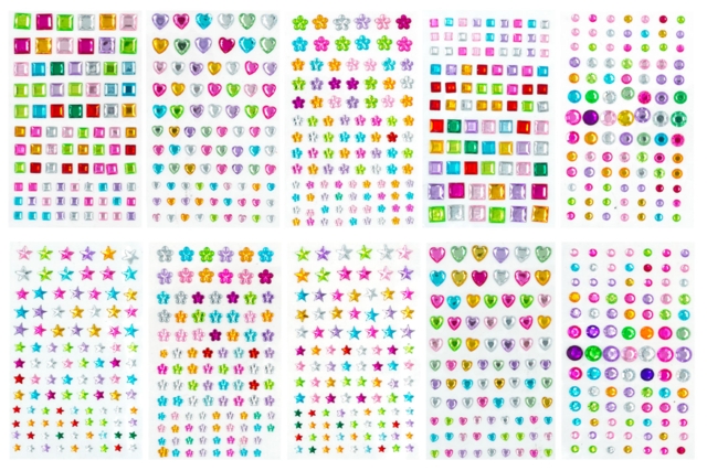 Mega Lot of Adhesive Rhinestones - 900 pcs - 1 - Sticker rhinestones - 10doigts.com - Strass autocollants - 10doigts.fr