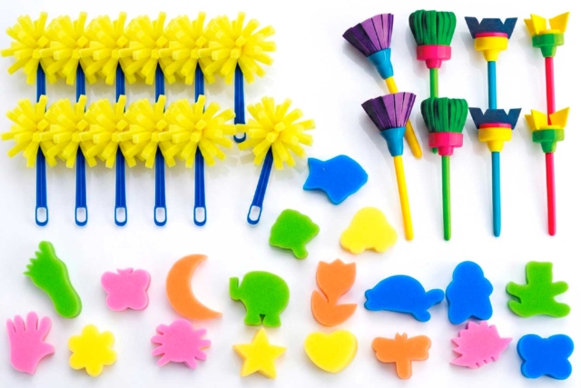 Mega pack 34 accesorios de pintura - Tampons mousse, éponges - 10doigts.fr