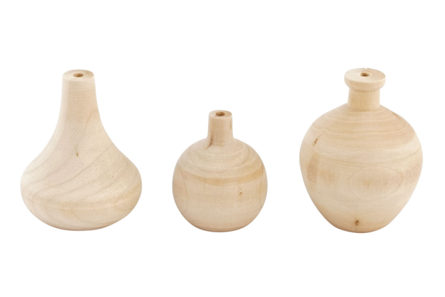 Mini jarrones de madera material - Objets bois pour la maison - 10doigts.fr