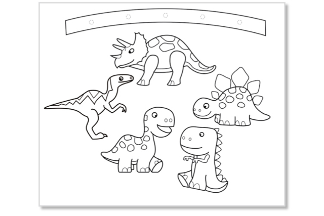 Dinosaur & Transport Theme Mobiles - 4 Mobiles - 4 - Coloring Supports - 10doigts.com - Supports de coloriages originaux pour enfants - 10doigts.fr