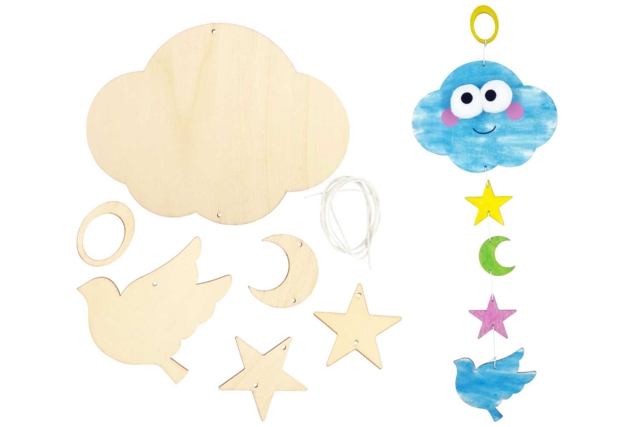 Wooden Sky Mobile to Assemble - 1 - Wooden Decorative Suspensions - 10doigts.com - Suspensions décoratives en bois - 10doigts.fr