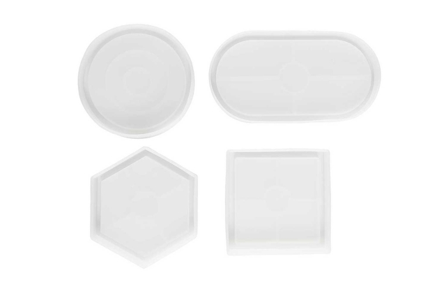 Moldes de silicona - 4 mini bandejas - Moules pour plâtre, savon, béton ... - 10doigts.fr