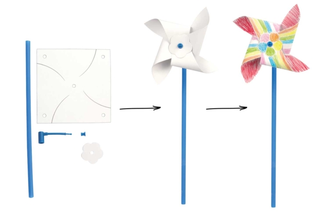 Molinos de viento para decorar - 8 unidades - Supports en papier - 10doigts.fr