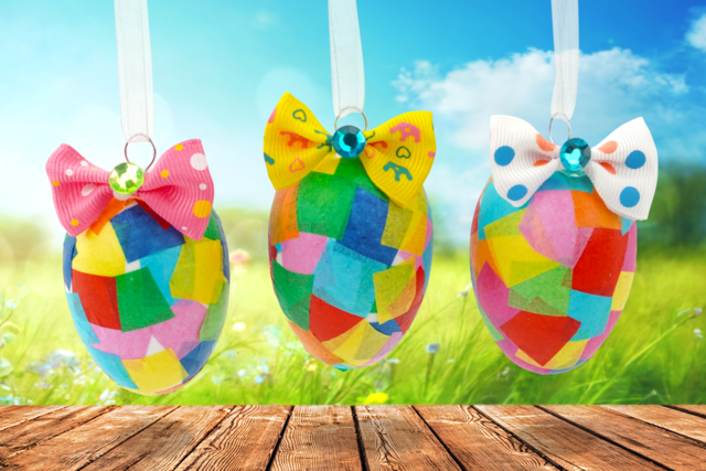 Huevos de Pascua para colgar - Papiers de soie - 10doigts.fr