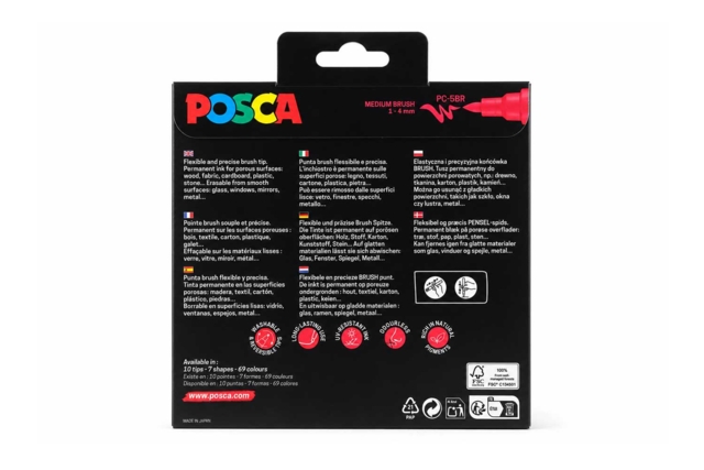 pack POSCA Brush – Bolsa de 8 marcadores de pincel - Marqueurs POSCA : la référence mondiale de la peinture nomade - 10doigts.fr