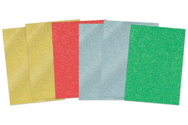 Glitter Adhesive Paper Christmas - 6 Sheets - 1 - Metallic, Glitter Paper - 10doigts.com - Papier métallisé, pailleté - 10doigts.fr