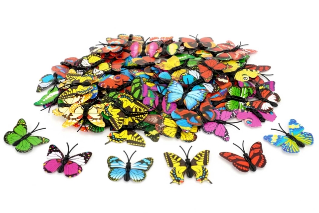 3D Plastic Butterflies - 100 pcs - 7 - Stick-on Decorations - 10doigts.com - Décorations à coller - 10doigts.fr