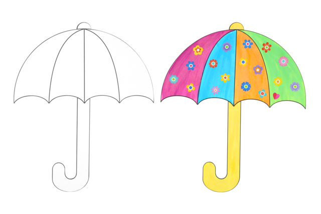 Giant Decoratable Umbrellas - 6 Pieces - 1 - Coloring Shapes and Drawings - 10doigts.com - Coloriage - 10doigts.fr