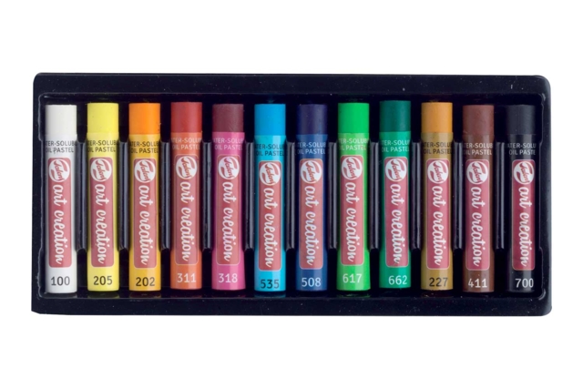 Pasteles al óleo, solubles en agua 12 pcs - Pastels et fusains : l'art de la couleur et du contraste - 10doigts.fr
