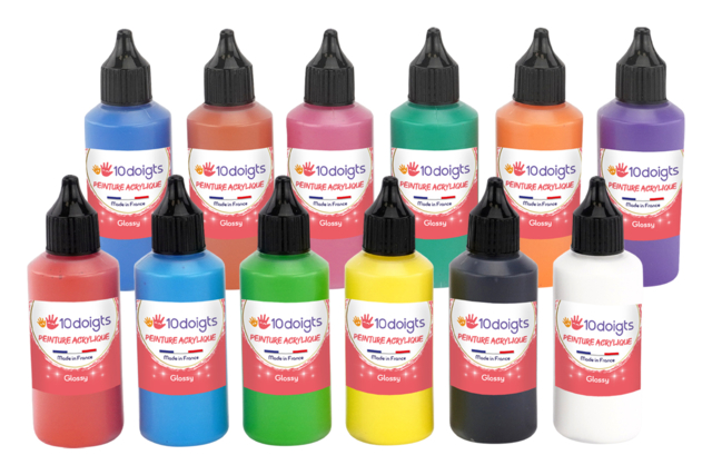 pintura acrílica 60 ml brillante - Peinture acrylique 10doigts - 10doigts.fr