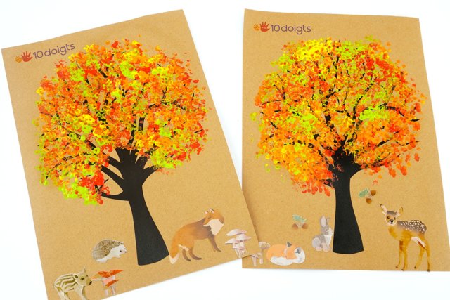Pintura con hisopo de algodón de otoño - Tampons mousse, éponges - 10doigts.fr